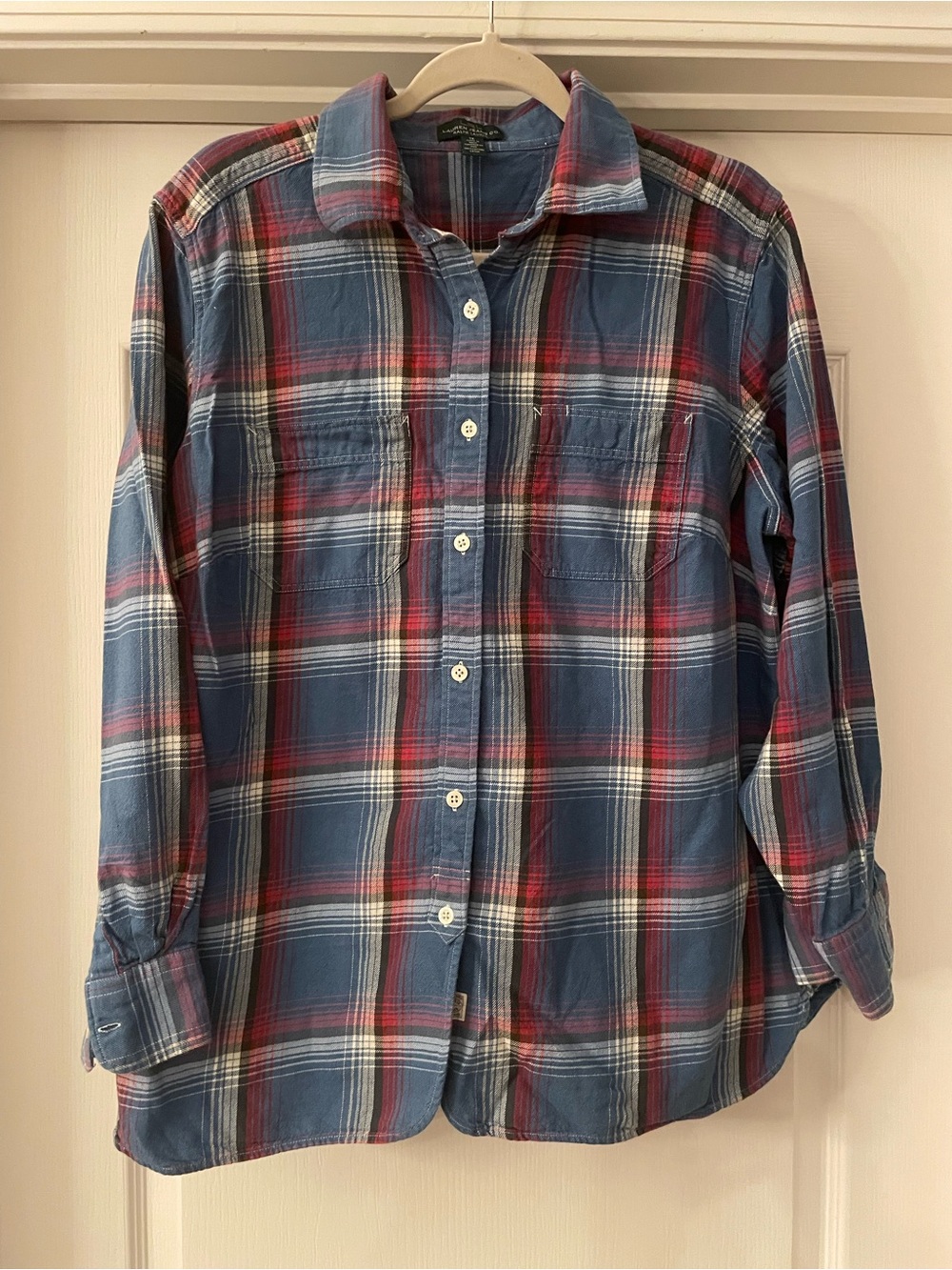 Ralph Lauren Red and Blue Plaid Cotton Button-Down Shirt Size 1X